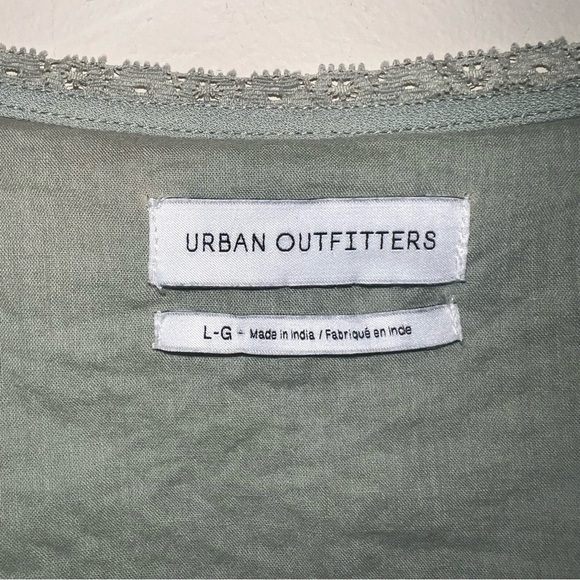 Urban Outfitters Dress Sage Green Mini Vneck Tie Back Size Large - Picture 2 of 11